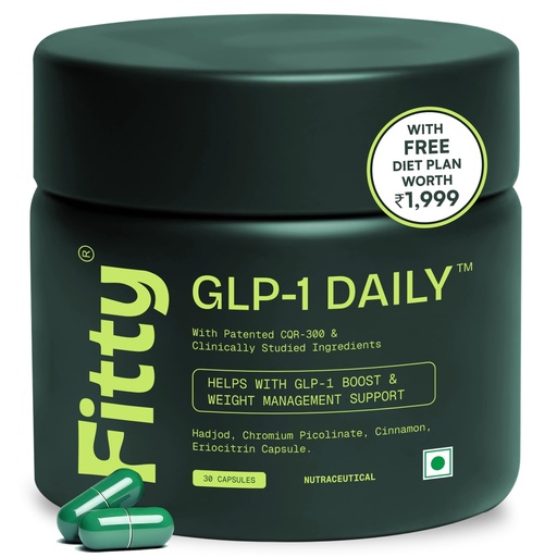 [BRSRECQBOBYWMYDP] Fitty GLP-1 Daily | Supports Weight Loss | Reduces Hunger & Supports Fat Loss | 100% Natural & Plant-Based | Metabolism Boost & Balanced Blood Sugar Levels | For Men & Women | 30 Capsules