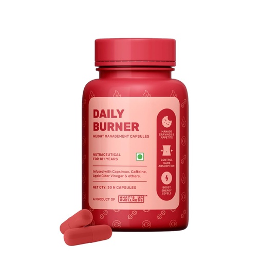 [BRSRACQ7AAMR4HLA] What's Up Wellness Daily Burner Capsules | Weight Loss Supplement For Women & Men | Helps Manage Cravings, Calories & Carbs | Boost Metabolism | L Carnitine & ACV - Apple Cider Vinegar | 30 Capsules