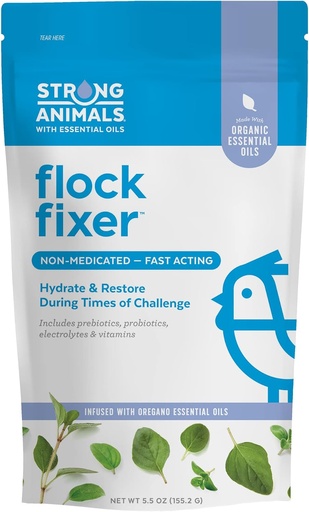 [BRSRMGD6CEFBYHTP] Flock Fixer – Supports Immunity of Backyard Chickens During Times of Challenge, Contains Organic Oregano Essential Oils (5.5 oz. Pouch)