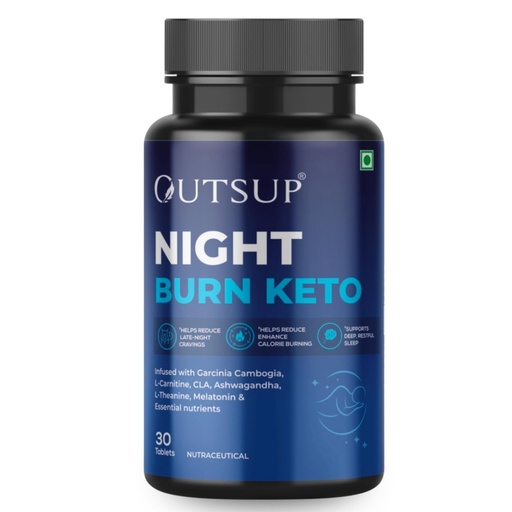 [BRSRGAQROR5QYCD2] Outsup Night Burn Keto | Fat Burner During Sleep | Reduce Stress & Improve Sleep with Garcinia Cambogia, L-Carnitine & Melatonin | Weight Loss Products for Women and Men | 30 Tablets (Pack of 1)