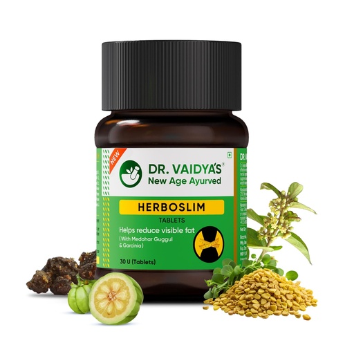 [BRSRAAT5CR5WAGYY] Dr. Vaidya's Herboslim Tablets | Ayurvedic Weight Loss Supplement | Strong Fat Burner for Men & Women | Supports Metabolism & Fat Loss | 30 Tablets | Herbal Fat Burners for Weight Management (Pack of 1)