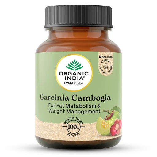[BRSW2BT7CQOWYYLP] A TATA Product - Organic India Garcinia Cambogia - 60 Veg Capsules, Improves Fat Metabolism, Lean Muscle Development, Boosts Energy, Enhances Immunity, & Helps Weight Management, GMP & NPOP Certified
