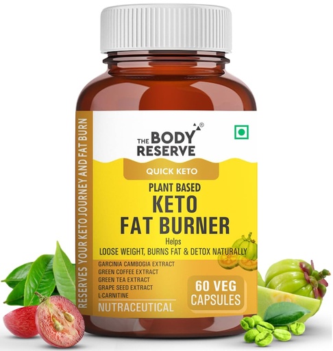[BRSRAGATB4HRUEY3] The Body Reserve Keto Fat Burner Capsules | Weight Loss Supplement with 1000mg Garcinia Cambogia, Green Coffee & Green Tea Extract | Daily Weight Loss Burner for Men & Women | Metabolism Support | 60 Veg Capsules