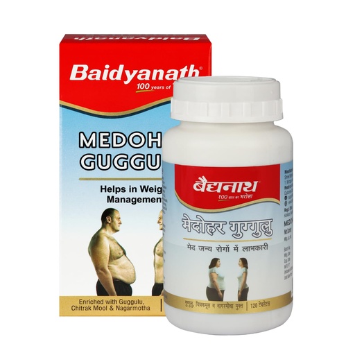 [BRSROGAEPJ7AA3L2] Baidyanath Ayurved Medohar Guggulu Tablets, Enriched with Guggulu, Chitrakmool and Nagarmotha- 120 Tab (Pack of 1)