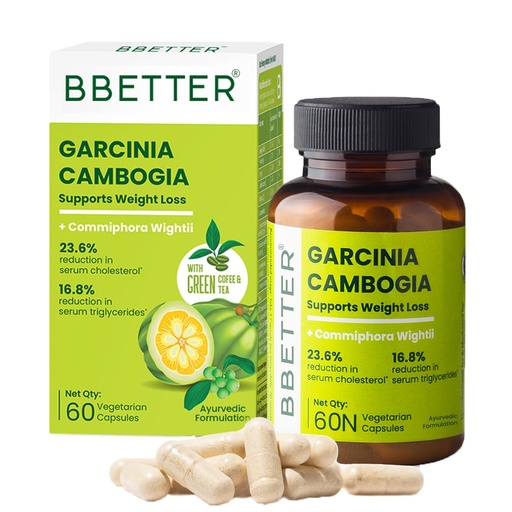 [BRSWYAYTPNYQO2D4] BBETTER Garcinia Cambogia For Weight Loss Capsules For Women And Men - With Green Coffee Green Tea Guggulu Extract & Inulin - Keto supplement- 60 Veg capsules