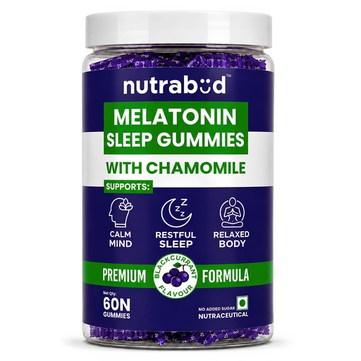 [BRSROED7O4CAAH3U] Nutrabud Melatonin Sleep Gummies 3mg For Men, Women | No Added Sugar | Fall Asleep Fast & Restful Deep Sleep | Blackcurrant Flavor Veg Gummy Supplement (60 Count (Pack of 1))