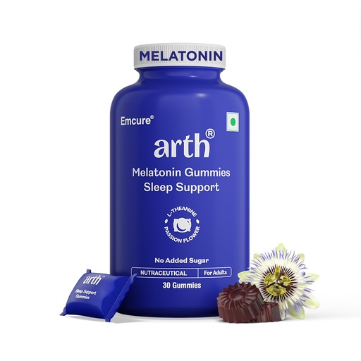 [BRSRAGAPORYGGDLH] Arth 5mg Melatonin Gummies For Deep Sleep, Relaxation & Calmness -30 Sleep Gummies for Men & Women | L-Theanine, Chamomile & Passion Flower | Regulates Sleep Cycle | No Added Sugar | Cranberry Flavour