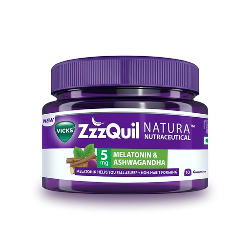 [BRSRMH3QOJ7REETF] Vicks ZzzQuil Natura, 10s Pack, Non-Addictive Sleep-Aid Gummy, Melatonin helps you fall Asleep Fast