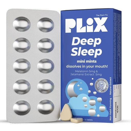 [BRSRMYYYAUOWCYL3] The Plant Fix Plix Melatonin Tablet Deep Sleep Oral Dissolving Mini Mints Effervescent Supporting Restful Sleep | Non Habit Forming | Melatonin And Jatamansi Extracts (5Mg) | Pack Of 1, 30 Mints