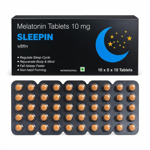 [BRSREA34DICA23L2] Sleepin Melatonin Tablets 10mg, Natural Sleeping Pills | Sleep Aid Supplement | Fall Asleep Faster, Stay Asleep Longer, Non-habit Forming Sleep Aid - 50 Tablets(10 X 5)