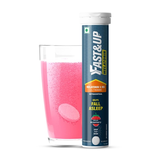 [BRSW2HAFOIHQY2D4] Fast&Up Melatonin with 5 mg Melatonin + 100 mg L-Theanine (20 Effervescent tablets) | Helps fall asleep faster & Wake up refreshed | Fast Acting, 100% Natural, Non-Addictive - Strawberry flavour