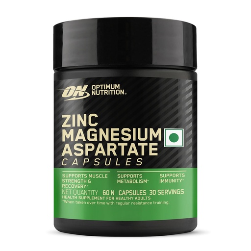 [BRSRAHD4B4FWYDLJ] Optimum Nutrition (ON) Zinc Magnesium Aspartate (ZMA) - 60 Capsules, Muscle Strength, Metabolism, Immunity, Vegetarian