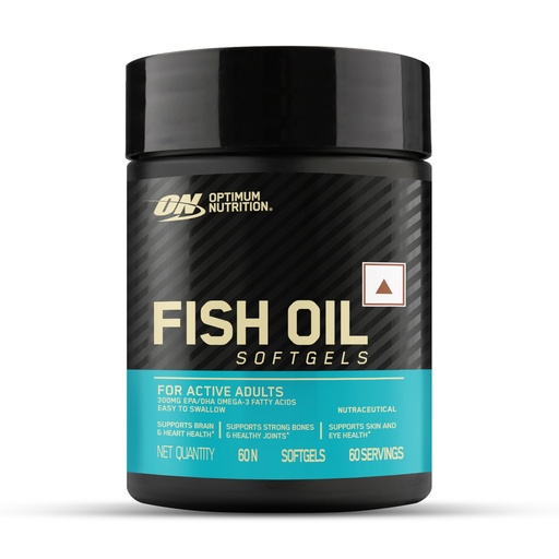 [BRSREFIKAUCGMETF] Optimum Nutrition (ON) Fish Oil - 60 Capsules, 300mg EPA/DHA Omega -3 Fatty Acids for Strong Bones-Healthy Joints, Brain, Heart, Skin & Eye Health