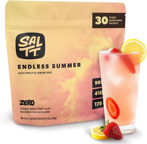 [BRSROAY3CF5QMHQY] SALTT Electrolytes Powder Flavored Drink Mix - Endless Summer - 30 Hydration Packets - Magnesium, Potassium, Sodium, Trace Minerals - Zero Sugar & Gluten Free - Travel Essentials