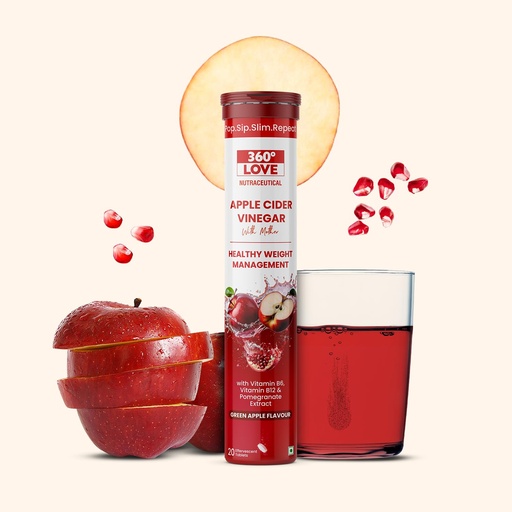 [BRSRGZD5CQGQGFYU] Apple Cider Vinegar Tablets with Mother | Improves Metabolism Promotes Glowing Skin Supports Detoxification Vitamin B6, B12 & Pomegranate Extract 20 Effervescent Tablets (Pack of 1, Green Apple)