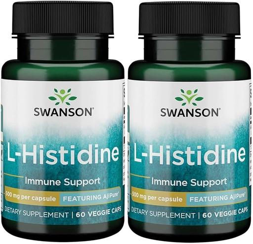 [BRSWGFD3CMMRS3T5] Swanson L-Histidine - Featuring Ajipure 500 mg 60 Veg Caps (2 Pack)