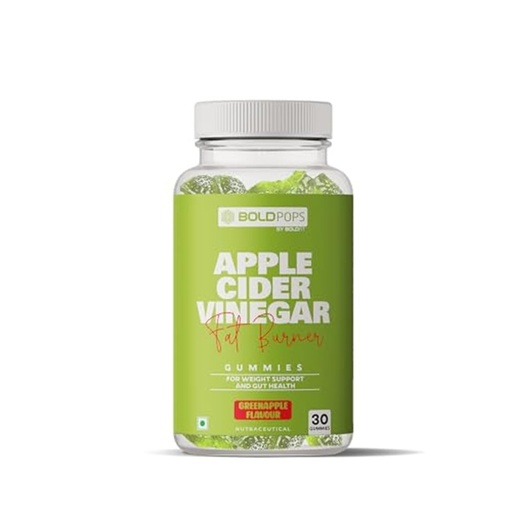 [BRSW2EIFAEGWMGQ3] Boldfit Boldpops Apple Cider Vinegar Gummies with Mother and Vitamin B12 for Digestion Immunity Energy Support Green Apple Flavour Gluten Free 30 Gummies