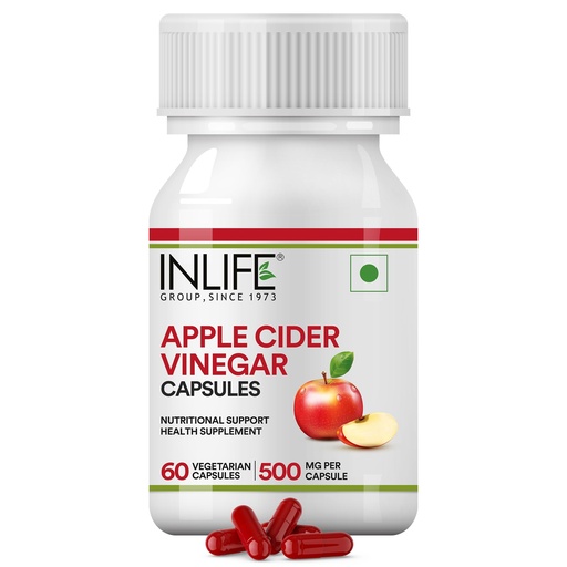 [BRSW2BATAEDRADTK] INLIFE Apple Cider Vinegar Capsules, ACV 500mg Supplement, 60 Count