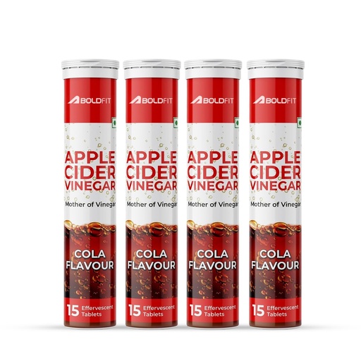 [BRSRMHAHPMFQED3G] Boldfit Apple Cider Vinegar Tablets With Mother Acv Effervescent Tablets For Immunity, Digestion, Acv Tablets Acv Apple Cider Vinegar Tablet With Cola Flavor-(Pack Of 4) 60 Tablets