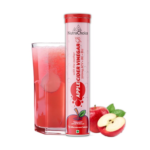 [BRSRMBI3AEBWAE3P] Apple Cider Vinegar 15 Effervescent Tablet with mother for weight loss, Added Vit B6, B12 & Pomegranate Extract, Weight management & Gut Health
