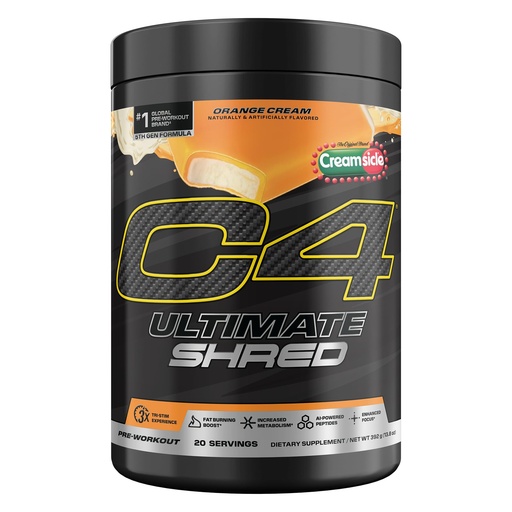 [BRSROCD6OYCRQ3A6] Cellucor C4 Ultimate Shred Pre Workout Powder, Metabolism Supplement with Cayenne Extract+300mg Caffeine+TeaCrine+Dynamine - Orange Creamsicle, 20 Servings