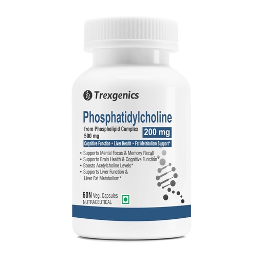 [BRSRABQPOEJWYAA4] Trexgenics PHOSPHATIDYLCHOLINE 200 mg from Phospholipid Complex 500 mg, Cognitive Function, Liver and Brain Health, Fat Metabolism Support (60 Veg Capsules) (Pack of 1)