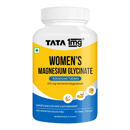 [BRSRGYAQPIGRUYD3] Tata 1mg Women's Magnesium Glycinate Advanced–High Absorption Tablets for Muscle Recovery & Sleep | 60 Veg Tablets