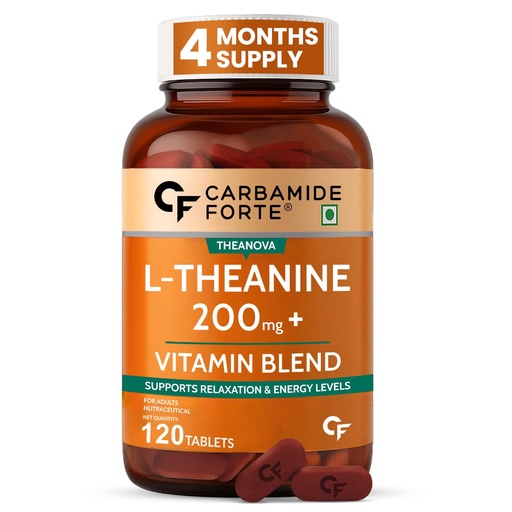 [BRSREBI3B4ORQD3P] Carbamide Forte L Theanine 200mg with Vitamin B Complex | L Theanine Supplements for Relaxation, Mood, Focus & Energy Levels | Stress Support Formula – 120 Veg Tablets