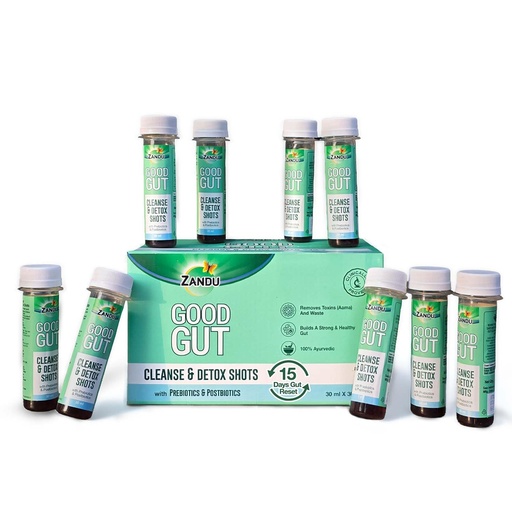 [BRSRGYYLAV7GGF3K] Zandu Good Gut Cleanse & Detox Shots​ | 15 Day Gut Detox | Clinically Proven | With Prebiotics & Postbiotics, ​(30ml X 30 Shots), 900ml