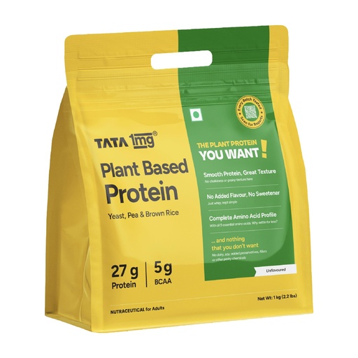 [BRSRYZI3AAPQKHI3] Tata 1mg Plant Protein – Unflavoured | 27g Protein | No Sugar | 1kg