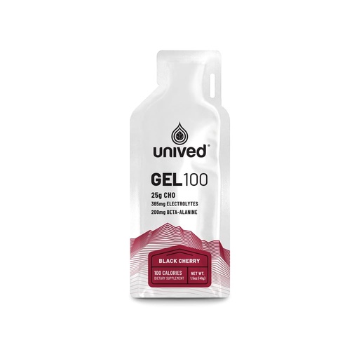 [BRSWYZT3CJYBMCYY] Unived Gel 100 - Vegan Energy Gel for Endurance Athletes Runners & Cyclists - 100kcal - Black Cherry - Pack of 6