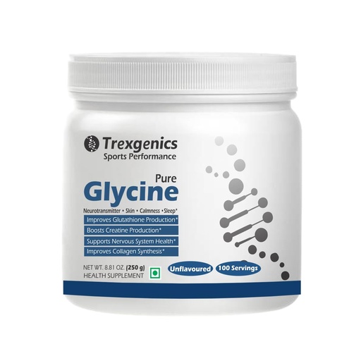 [BRSRAAYZPINQED3P] Trexgenics GLYCINE Pure Powder (100 Servings) Neurotransmitter, Skin, Calmness, Sleep, Relaxation Support (250 Gram)