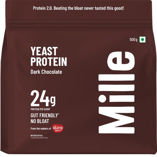[BRSRGAI3OVYR4YI2] Mille Dark Chocolate Yeast Protein Powder (NEW LAUNCH) | 24g Protein/Scoop | NO BLOAT | NO Added Sugar | Fermented Yeast Protein Powder | Vegan | Has All 9 Essential Amino Acids | No Adulteration | 500g