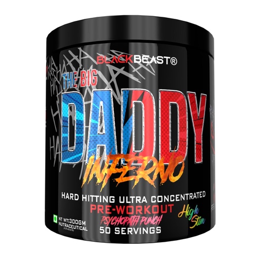 [BRSRGZQEBN7AEHQZ] Black Beast The Big Daddy Inferno Pre workout (PSYCHOPATH PUNCH) 4500mg Aminature® Fermented Citrulline Malate, 150mg Alpha GPC, 3000mg Beta Alanine, Boost Focus, Strength, Energy and Pump