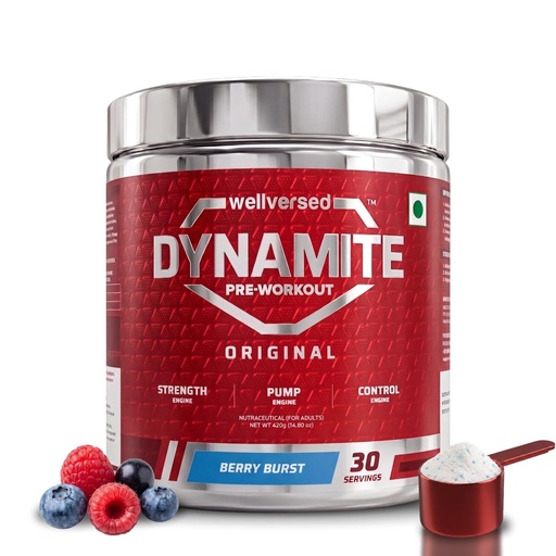 [BRSREBI3C4MGMETD] Dynamite Original Pre Workout For Men, Berry Burst, 30 Servings