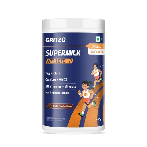 [BRSRGYARCMCGA3TK] Gritzo SuperMilk Athlete (7-12y Kids), Double Chocolate, 400g