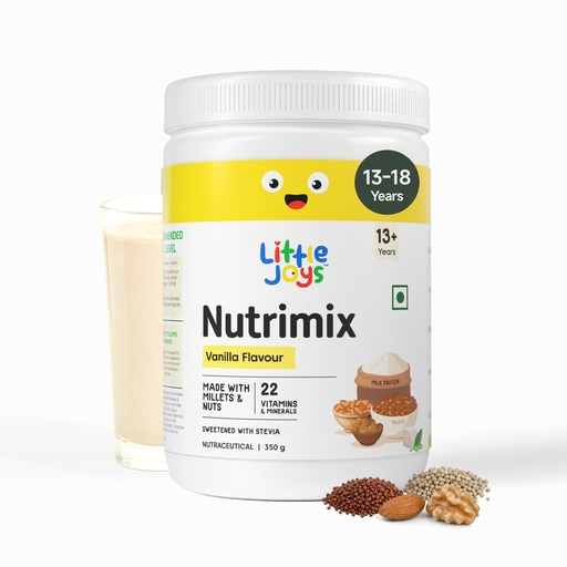 [BRSRYZY3O4HAAFLB] Little Joys Nutrimix Protein Powder for Teenage Boys & Girls (13-18 years) | 12g Protein | No Added Sugar | Ragi, Bajra, Jowar, Almonds & Walnuts | For Energy, Immunity & Brain Health | Vanilla, 350g