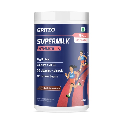 [BRSRGYARCICWO33H] Gritzo SuperMilk Athlete (13+ Kids), Double Chocolate, 400g