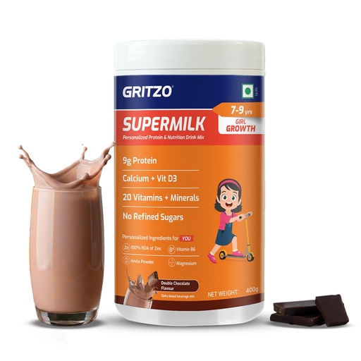 [BRSRGYIYDNYBAF3B] Gritzo SuperMilk Growth (7-9y Girl), Double Chocolate, 400g