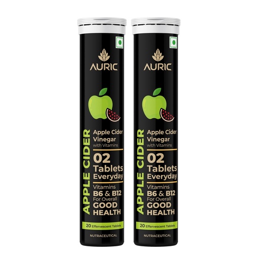 [BRSROZQZB57WKFDH] Auric Apple Cider Vinegar With Vitamins | 40 Acv Tablets With Vitamin B6 & B12 | Weight Loss & Metabolism Benefits | Bloating Relief & Gut Health For Men And Women | Taste Only Green Apple