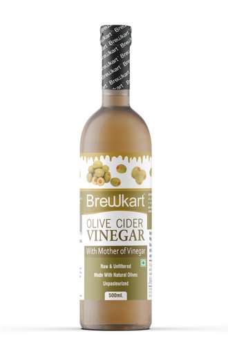 [BRSWYBDQOUIQ2CD2] Brewkart Olive Vinegar (Jaitun Ka Sirka) with Mother 500ml – Unfiltered, Raw, Natural, Ideal for Salads & Detox