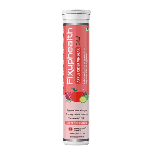 [BRSRO2TYOYPQECAY] Fixuphealth Apple Cider Vinegar with the Mother 20 Tablets (Pack of 1) and Gluten-free ACV Tablet with Vitamin B6 and B12 and Pomegranate Extract, Weight Loss Supplement for Women and Men
