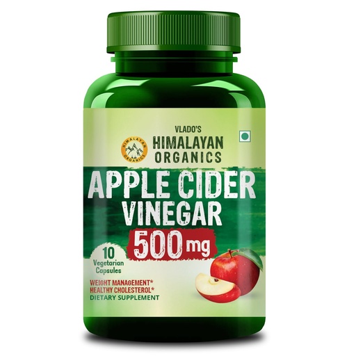 [BRSRGGQPOZ5AOFL6] Vlado’s Himalayan Organics Apple Cider Vinegar 500mg Supplement | Boost Energy | Improves Cholesterol Levels & Supports Digestive Health - Small Pack
