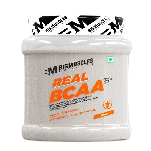 [BRSWGAABDIFAAGQU] Bigmuscles Nutrition Real BCAA with Electrolytes [50 Servings, Lemony] | BCAA Powder in 2:1:1 Optimal Ratio | Powerful Intra Workout for Muscle Recovery & Endurance [250g], 1 count