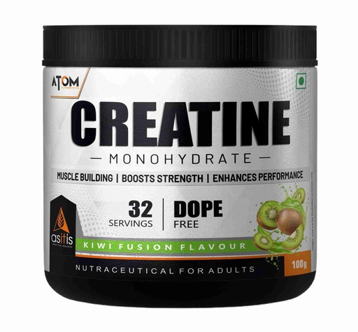 [BRSRMZD6PIBQOCT2] Asitis Nutrition ATOM Creatine Monohydrate (100 grams Powder, 32 Servings, Kiwi Fusion Flavour) | Dope Free | Enhances Performance | Promotes Muscle Gains