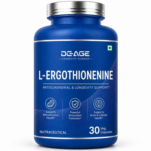 [BRSRGFD2AQNBGYAY] DeAge L-Ergothioneine | Rare Mitochondrial Antioxidant for Brain, Energy & Cellular Repair | Supports Sleep Quality & Antioxidant Suppor | GMP Certified, Plant-Based | 30 Veg Capsules