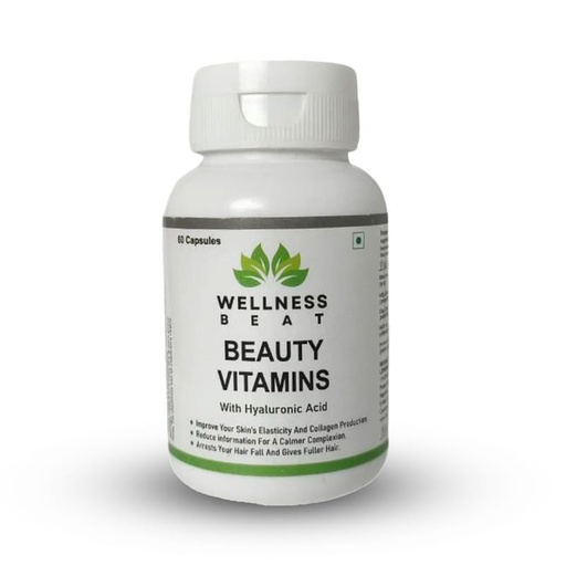 [BRSROZAPAABWCCQ2] Wellness Beat Beauty Vitamins Capsules | Immunity Booster and Antioxidant | Dietary Supplement for Healthy Skin | Supplement for Glowing Skin and Stronger Hair (60 Capsules)