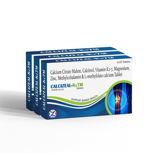 [BRSRAAIZDEGQMETZ] Calcizeal-K27M Tablet | Improve Joint Flexibility & Reduces Stiffness | Increase Bone Strength | Treat Lack of Calcium, Vitamin k2-7 With Essential Nutrients For Men & Women | Pack of 3 | 30 Tablets