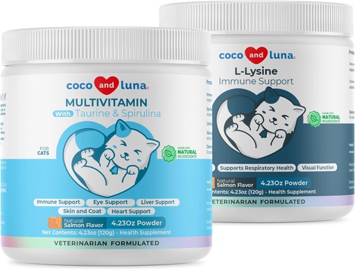 [BRSRAFL7OEPQMEL7] Lysine + Multivitamin for Cats - Immune Support, Skin and Coat Health, Eye Support - with EPA and DHA, Taurine and Spirulina