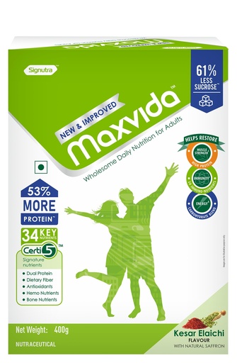 [BRSRMYYROYHWAC3H] Maxvida New & Improvide Wholesome Daily Nutrition for Adults BIB - 400g (Kesar Elaichi)